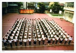 School children exercising