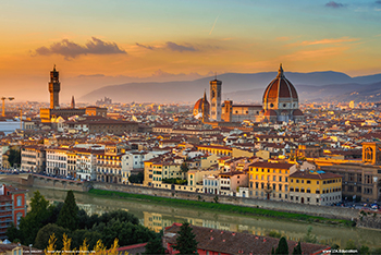 Sunset view of Florence and Duomo. Italy